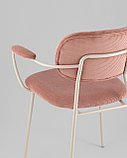 Стул Stool Group Кэрол пыльно-розовый с подлокотниками обивка вельвет серые ножки из металла, фото 7