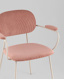Стул Stool Group Кэрол пыльно-розовый с подлокотниками обивка вельвет серые ножки из металла, фото 8