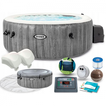 Надувной бассейн джакузи Intex 28440 PureSpa Bubble Massage Greywood Deluxe 196*71 см