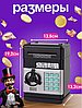 Электронная Копилка сейф Number Bank с купюроприемником и кодовым замком (звук) СИНИЙ, фото 2
