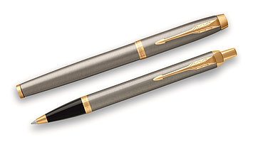 Набор Parker IM Brushed Metal GT: ручка шариковая и ручка-роллер в подарочной коробке, фото 2
