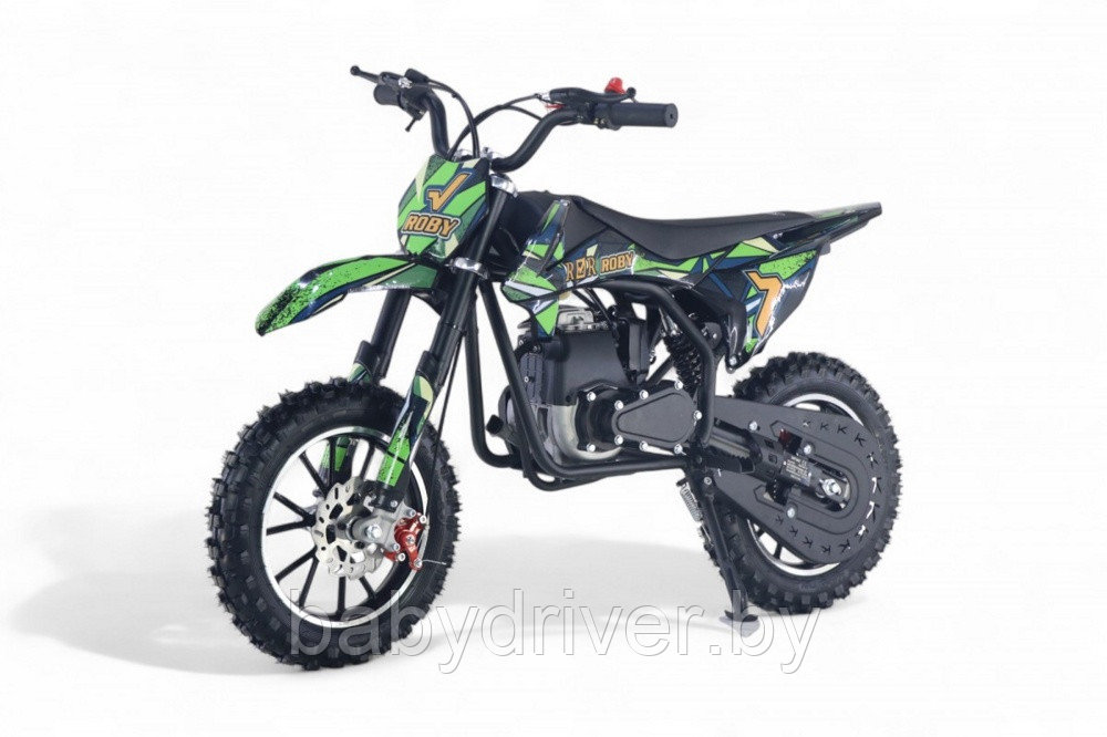 Детский бензиновый мотоцикл RiverToys ROBY (зеленый)