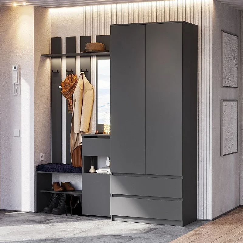 Прихожая "Дэнвер" со шкафом (графит) NN-мебель