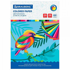 Цветная бумага Brauberg Птица, А4, 24л/24цв