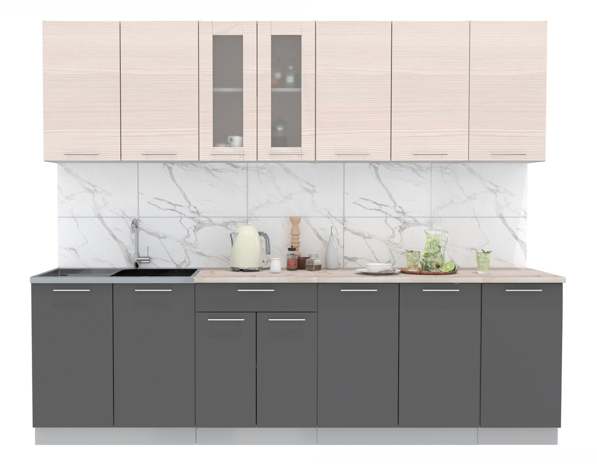 Кухня Мила 2.6м Вудлайн - Антрацит