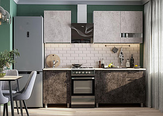 Кухонный гарнитур SV-МЕБЕЛЬ "Розалия" без столешницы (1,7 м) Цемент светлый/Цемент тёмный