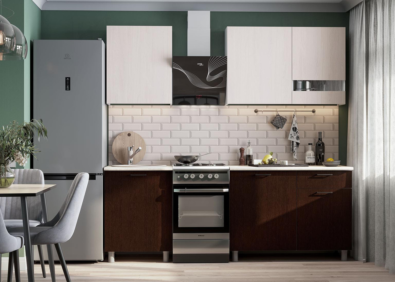 Кухонный гарнитур SV-МЕБЕЛЬ "Розалия" без столешницы (1,7 м) Ясень Анкор светлый/Дуб Венге