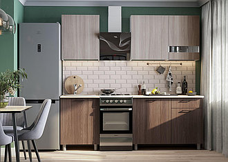Кухонный гарнитур SV-МЕБЕЛЬ "Розалия" без столешницы (1,7 м) Ясень Шимо светлый/Ясень Шимо тёмный