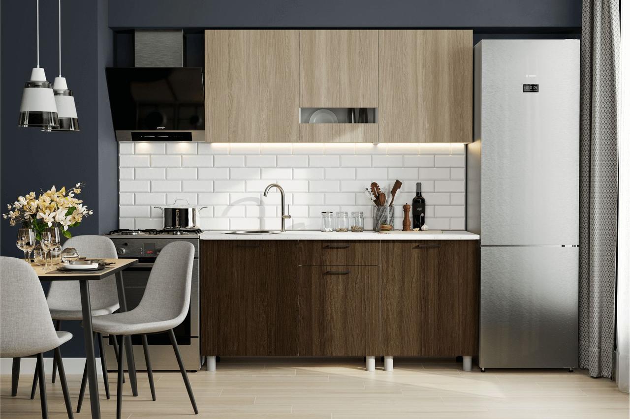 Кухонный гарнитур SV-МЕБЕЛЬ "Розалия" Серия 2 (1,7 м) Ясень Шимо св./Ясень Шимо т./Антарес