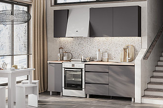 Кухонный гарнитур NN Мебель "Денвер" (1,6 м) Графит серый/Дуб Сонома