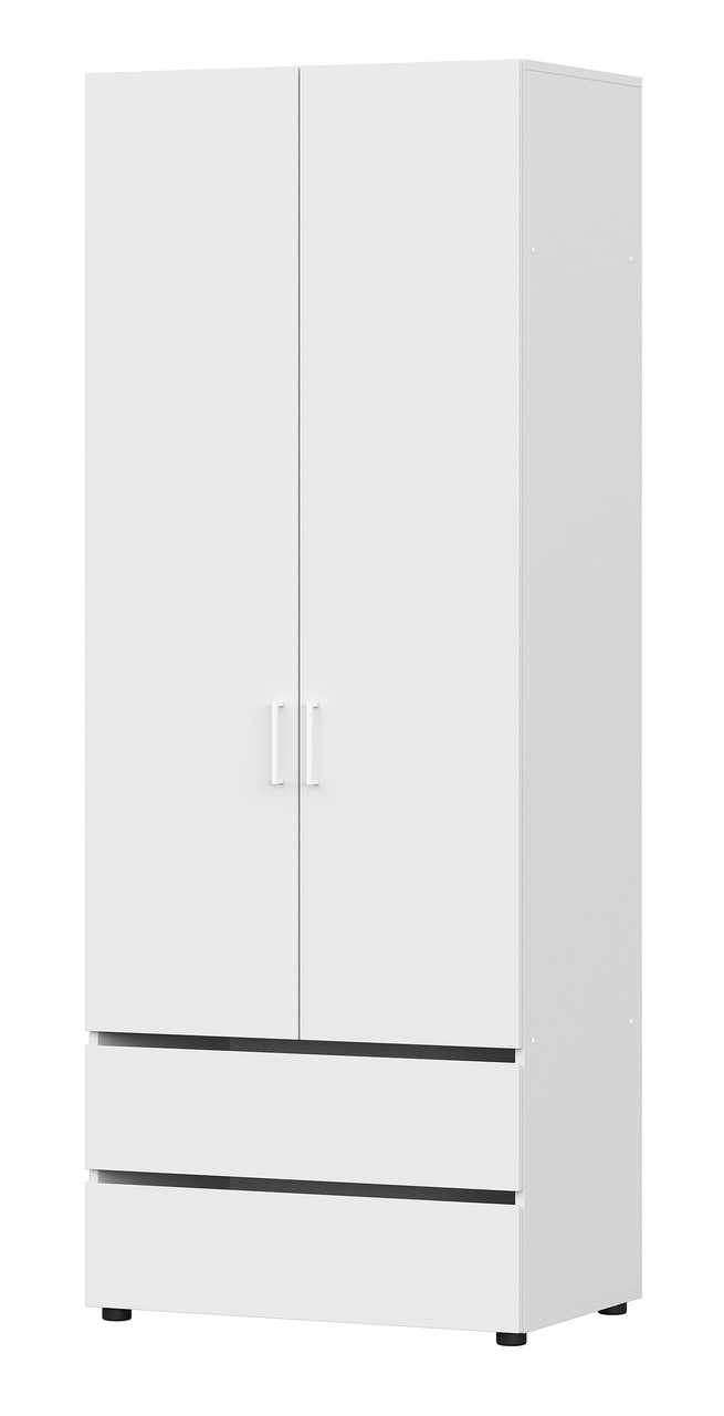 Шкаф NN Мебель (МС Токио) Белый текстурный, двухстворчатый с 2 ящ.