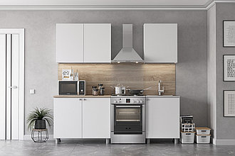 Кухонный гарнитур NN Мебель "КГ-6" Серия 2 (1,6 м) Белый текстурный/Дуб сонома