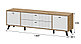 Тумба для ТВ SV-МЕБЕЛЬ (МС Милан К) Дуб Золотой/Белый матовый, с ящиками, фото 3