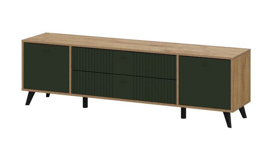 Тумба для ТВ SV-МЕБЕЛЬ (МС Милан К) Дуб Золотой/Олива Софт, с ящиками