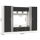 Стенка Вена 91.01 с зеркалом диамант серый \ белый, фото 3