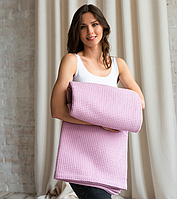 Плед-покрывало хлопковый вафельный 205*220 (сухая роза)