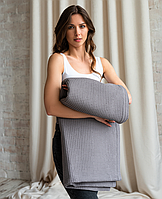 Плед-покрывало хлопковый вафельный 205*220 (тёмно-серый)