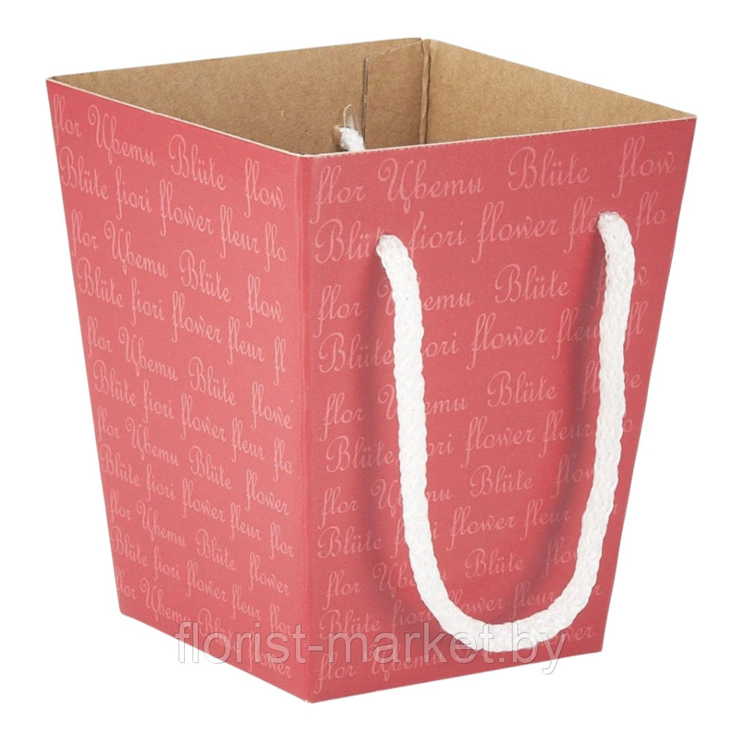 Коробка-переноска для цветов, 9,3*12*15 см, красный