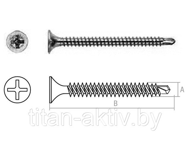 Саморез 3.5х32 мм для монтажа ГКЛ к металлу, цинк, со сверлом (1000 шт в карт. уп.) STARFIX