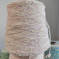 Пряжа-лента BeMiVa art Musk 70% хлопок, 30%полиамид, 180 м 100г св розовый, лента с ресничкамми