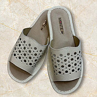 Кожаные Тапочки белые женские (шлепки) "Милана" ортопедическая стелька