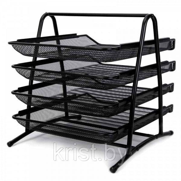 Лоток горизонтальный Deli, сборный, 4отд, чёрный