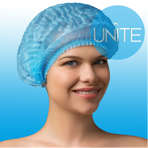 Шапочка-Шарлотта, 15 г/м2, 48 см, двойная резинка,(голубая, белая) упаковка 100 шт