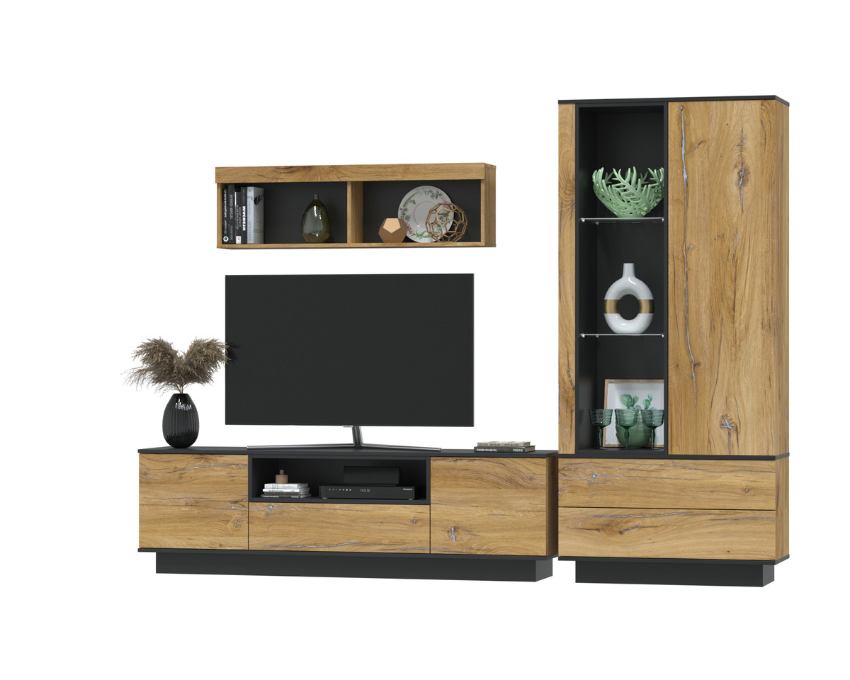 Гостиная Quartz-4 Черный - Дуб нокс