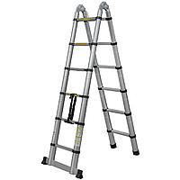 Лестница телескопическая 3,8/1,9 м двухсекционная алюминиевая 2x6 ступеней Новая Высота 2311206ТЛ