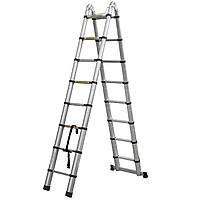 Лестница телескопическая 5/2,5 м двухсекционная алюминиевая 2x8 ступеней Новая Высота 2311208ТЛ