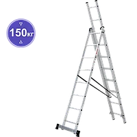 Лестница алюминиевая трехсекционная 3x8 ступеней NV123 Новая высота 1230308