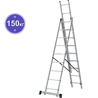 Лестница алюминиевая трехсекционная 3x9 ступеней NV123 Новая высота 1230309