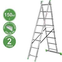 Лестница алюминиевая двухсекционная 2x8 ступеней NV2220 Новая высота 2220208