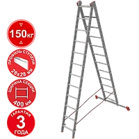 Лестница профессиональная алюминиевая 2х12 ступеней двухсекционная NV322 Новая высота 3220212