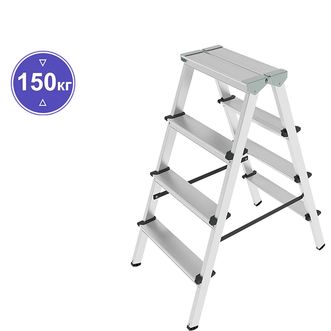Стремянка алюминиевая двухсторонняя 2x4 ступени NV 112 Новая высота 1120204