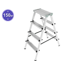 Стремянка алюминиевая двухсторонняя 2x4 ступени NV 112 Новая высота 1120204