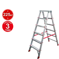 Стремянка профессиональная алюминиевая 2x6 ступеней двухсторонняя NV312 Новая высота 3120206