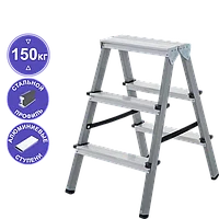 Стремянка алюминий-сталь двухсторонняя 2x3 ступени NV1140 Новая высота 1140203