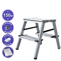 Стремянка алюминий-сталь 2x2 ступени 130 мм с площадкой 260 мм NV1147 Новая высота 1147202