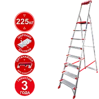 Стремянка профессиональная алюминиевая 8 ступеней 130 мм органайзер NV3118 Новая высота 3118108