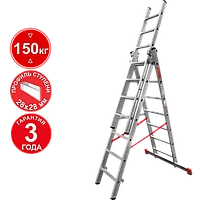 Лестница профессиональная алюминиевая трёхсекционная 3х7 ступеней NV3230 Новая высота 3230307