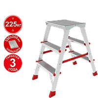 Стремянка профессиональная алюминиевая 2x3 ступени двухсторонняя с площадкой 350х260 мм NV3121 Новая высота