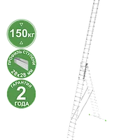Лестница алюминиевая трехсекционная 3x17 ступеней NV2220 Новая высота 2230317
