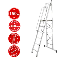 Стремянка передвижная профессиональная 6 ступеней с платформой 450x450 мм NV1540 Новая высота 1540106