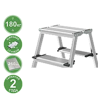 Стремянка алюминиевая двухсторонняя 2x2 ступени 130 мм площадка 260 мм NV 2127 Новая высота 2127202