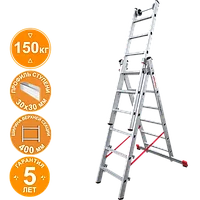 Лестница индустриальная алюминиевая трехсекционная 3x6 ступеней NV5230 Новая высота 5230306