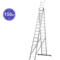 Лестница алюминиевая трехсекционная 3x15 ступеней NV123 Новая высота 1230315