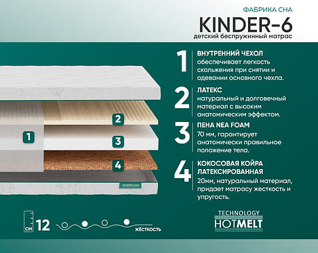 Матрас ортопедический беспружинный "Kinder-6", фото 2