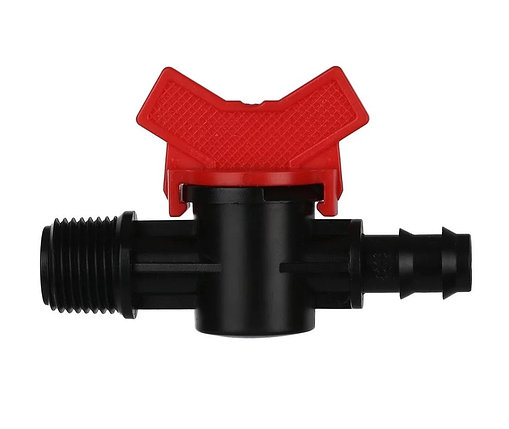 Cоединитель с наружной резьбой 1/2", штуцером "елочка" для шланга 16мм и краном., фото 2