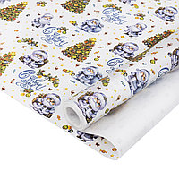 Упаковочная бумага Крафт 70 гр (0,68х10 м) Дед Морозы, белый (арт.213130)